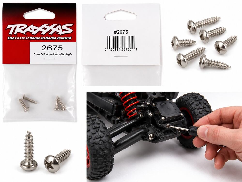 Traxxas 2675 3x10mm Roundhead Self-Tapping Screws – 6 Pack